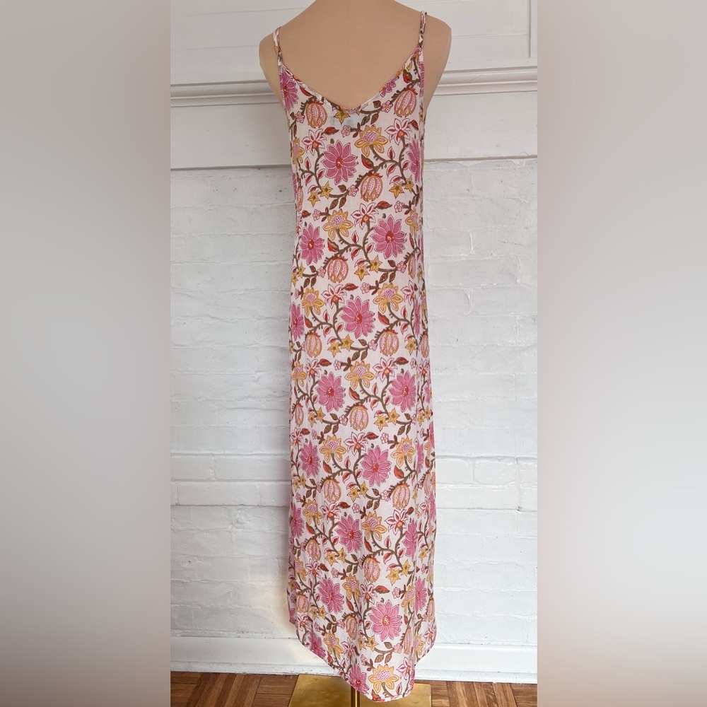 Tysa Design Floral Cotton Maxi Dress Block Print Cotton Boho Sundress Medium - Picture 5 of 13